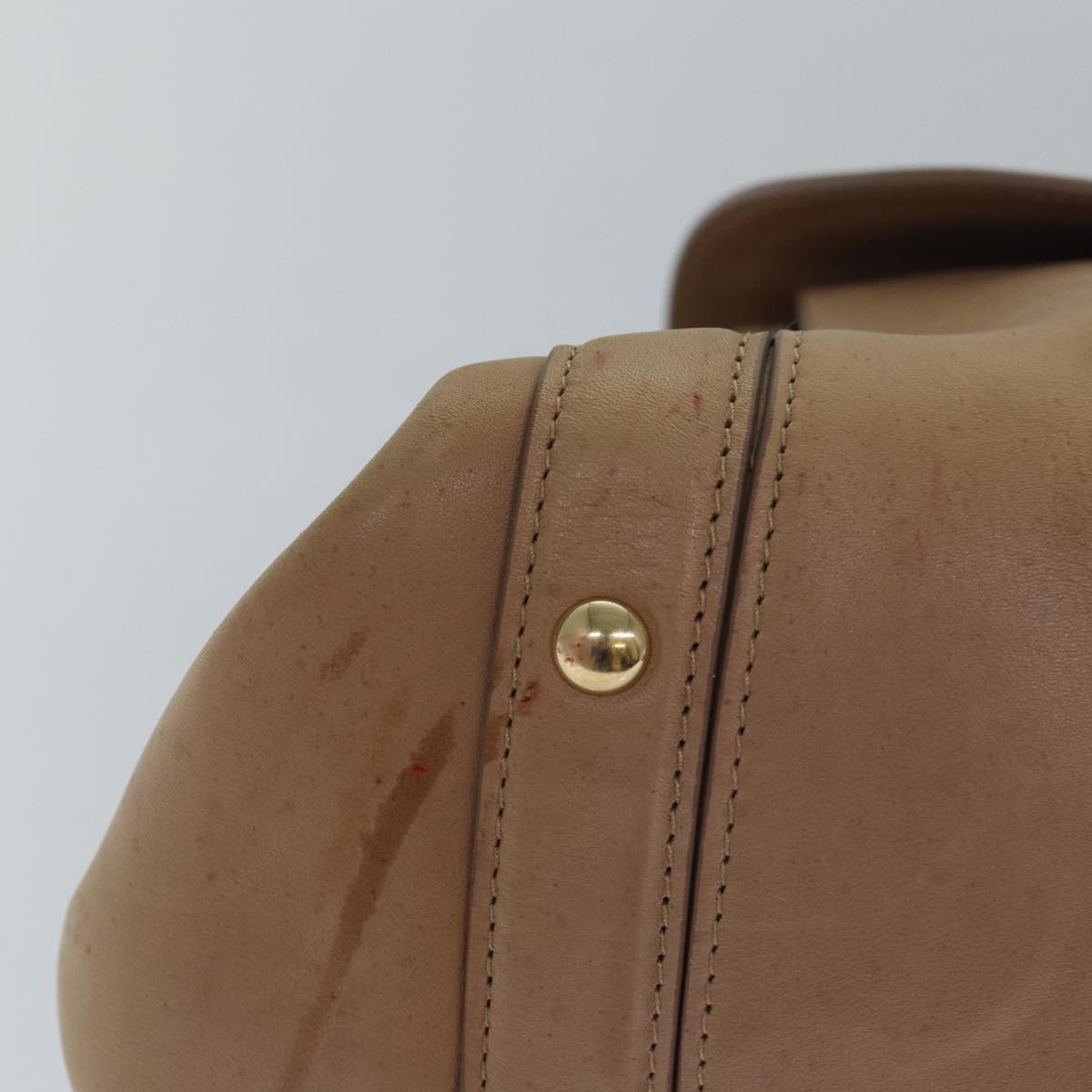 Salvatore Ferragamo Gancini Hand Bag Leather 2way Beige Auth ti1820