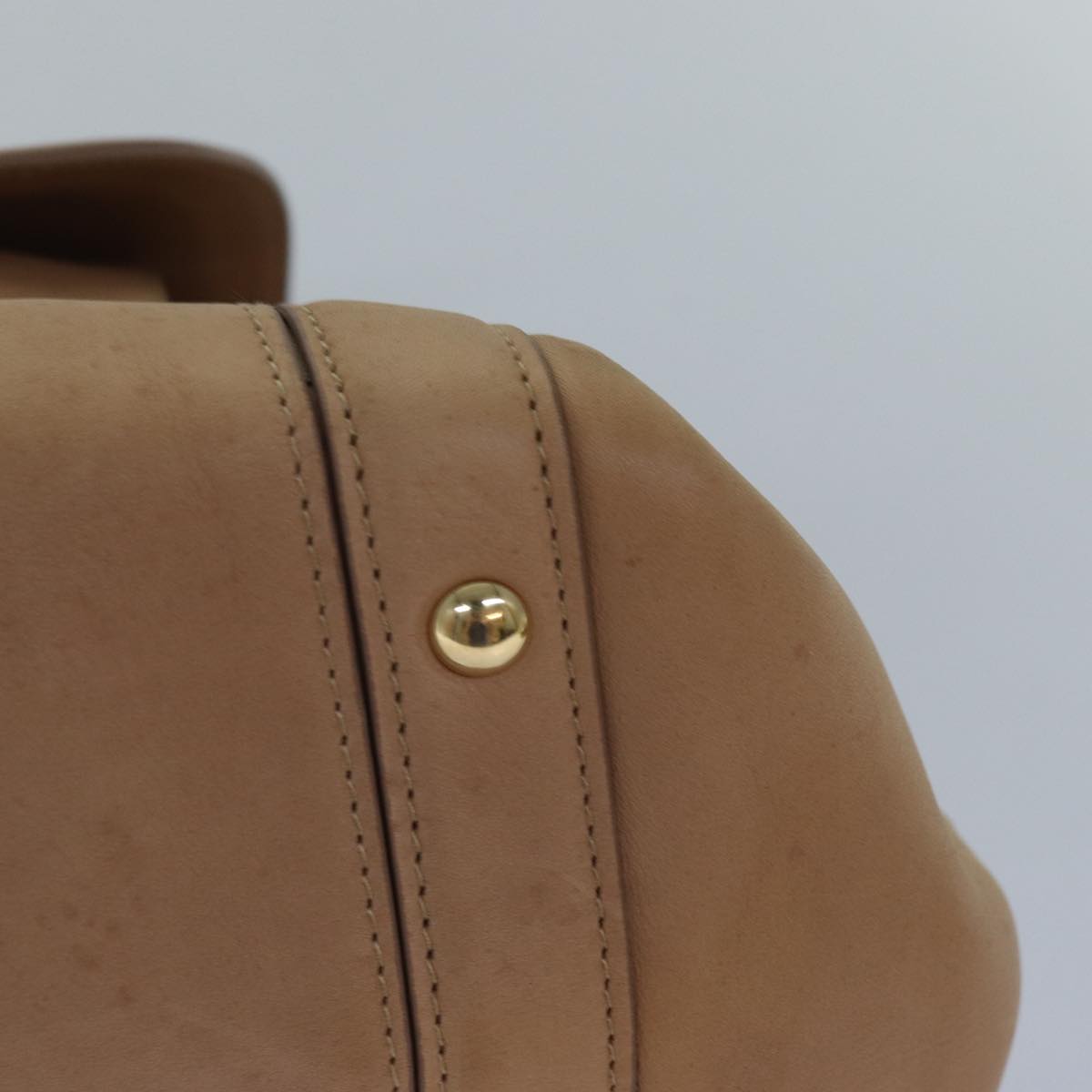 Salvatore Ferragamo Gancini Hand Bag Leather 2way Beige Auth ti1820