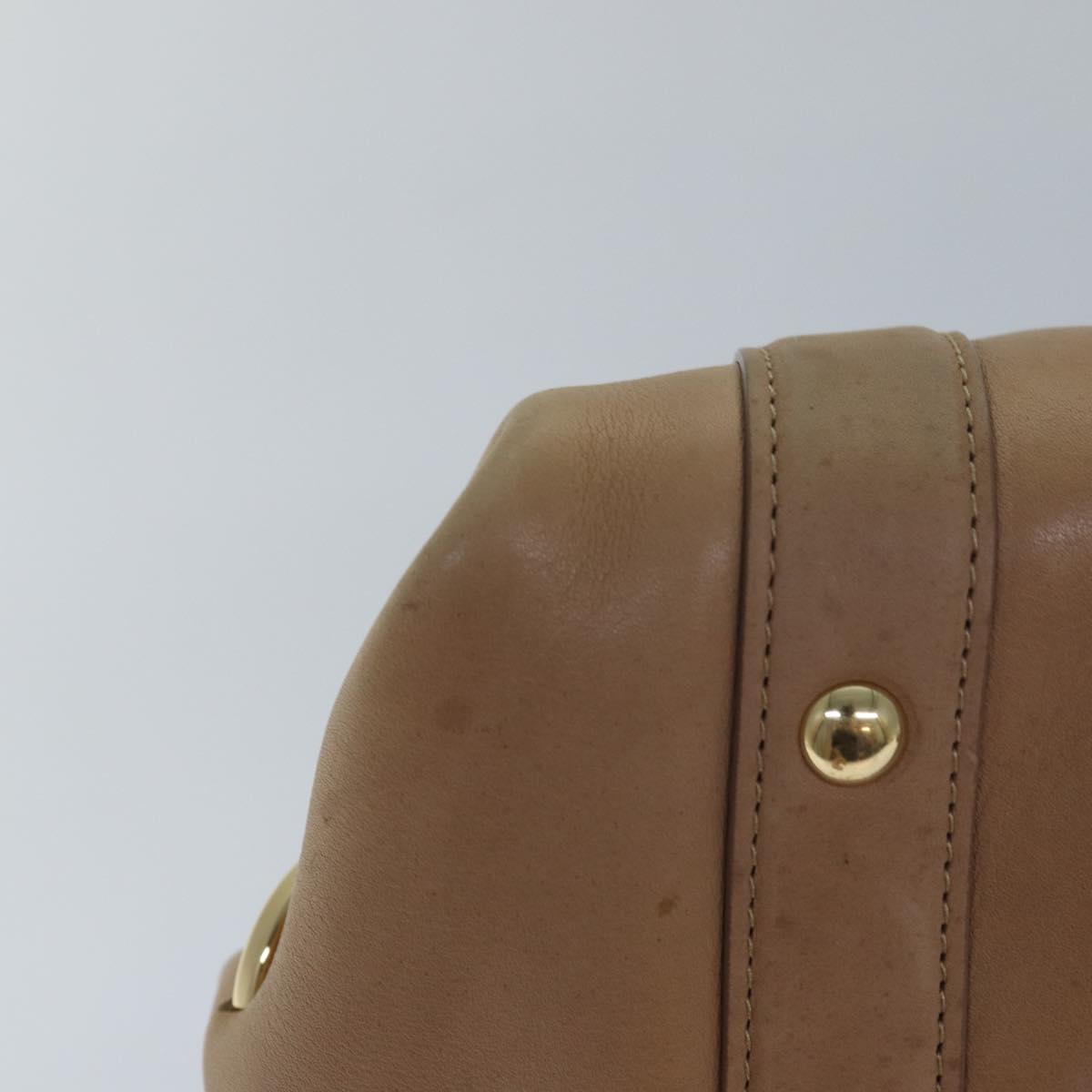 Salvatore Ferragamo Gancini Hand Bag Leather 2way Beige Auth ti1820