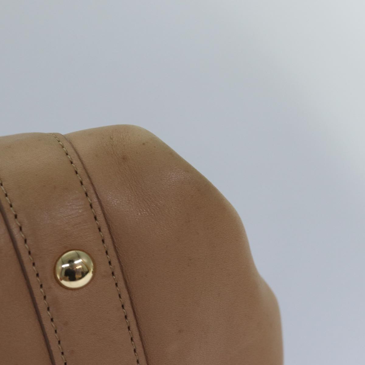 Salvatore Ferragamo Gancini Hand Bag Leather 2way Beige Auth ti1820