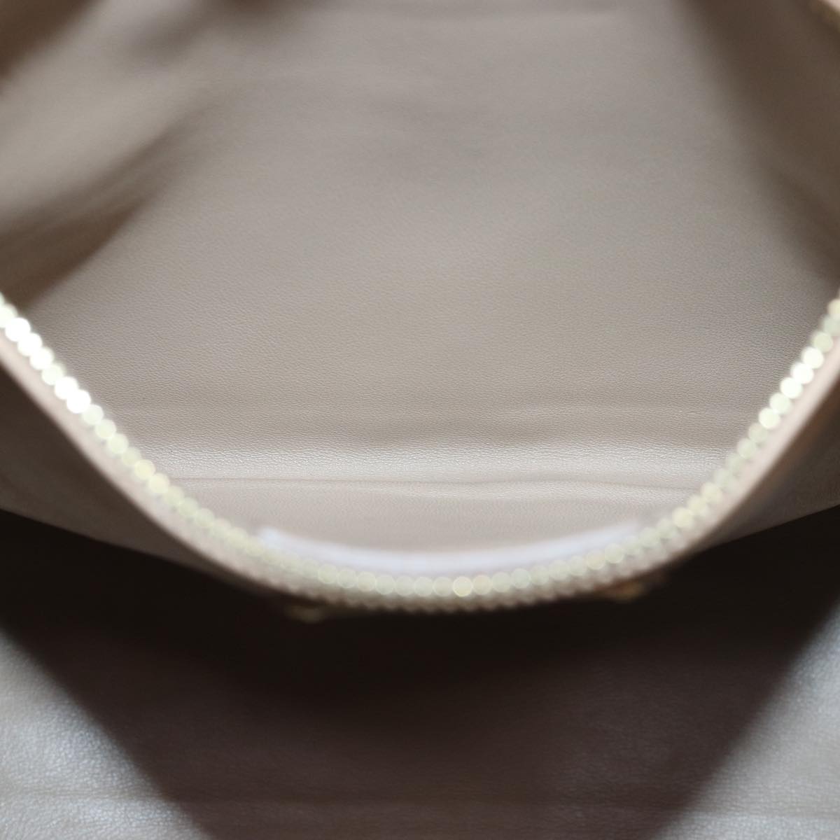 Salvatore Ferragamo Gancini Hand Bag Leather 2way Beige Auth ti1820