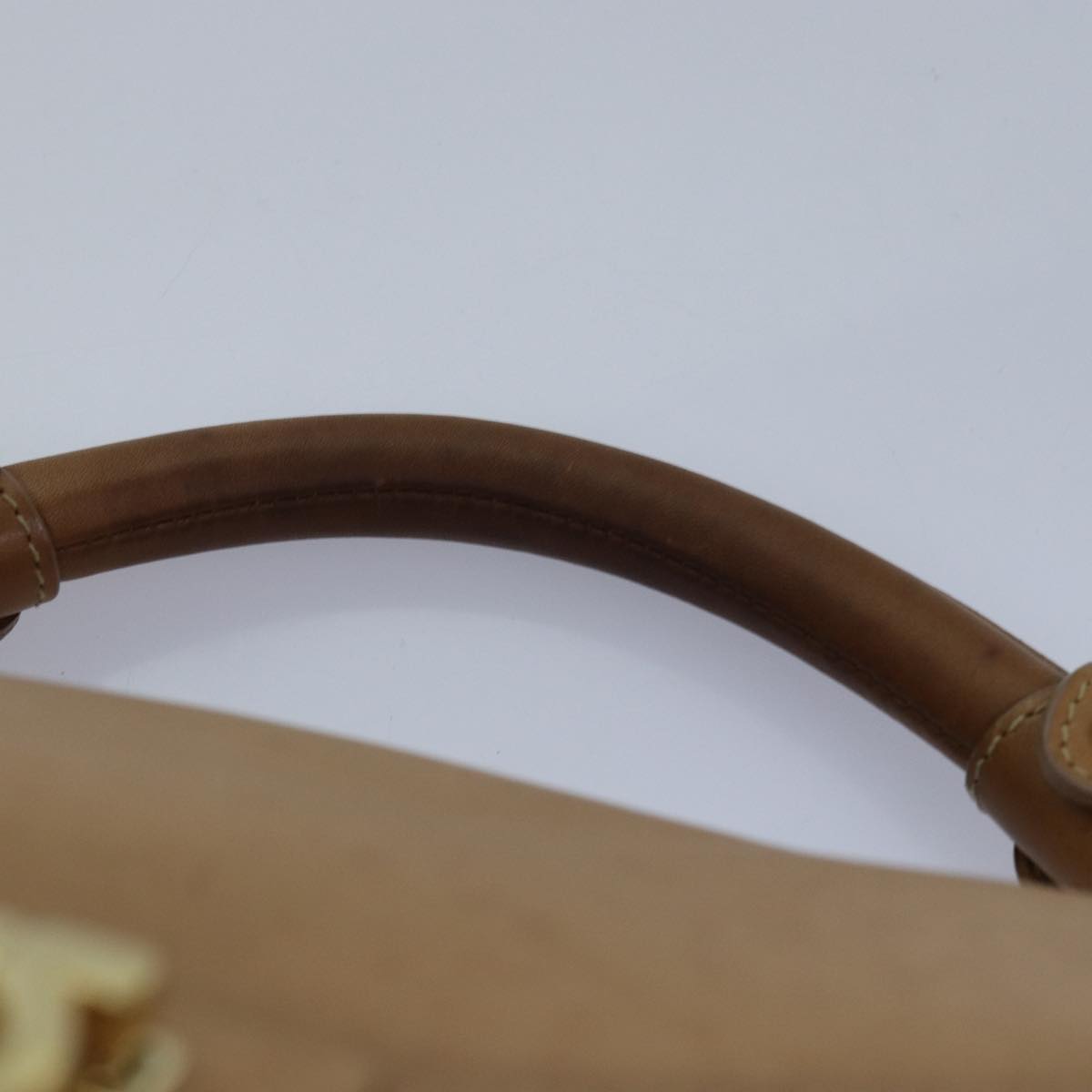 Salvatore Ferragamo Gancini Hand Bag Leather 2way Beige Auth ti1820