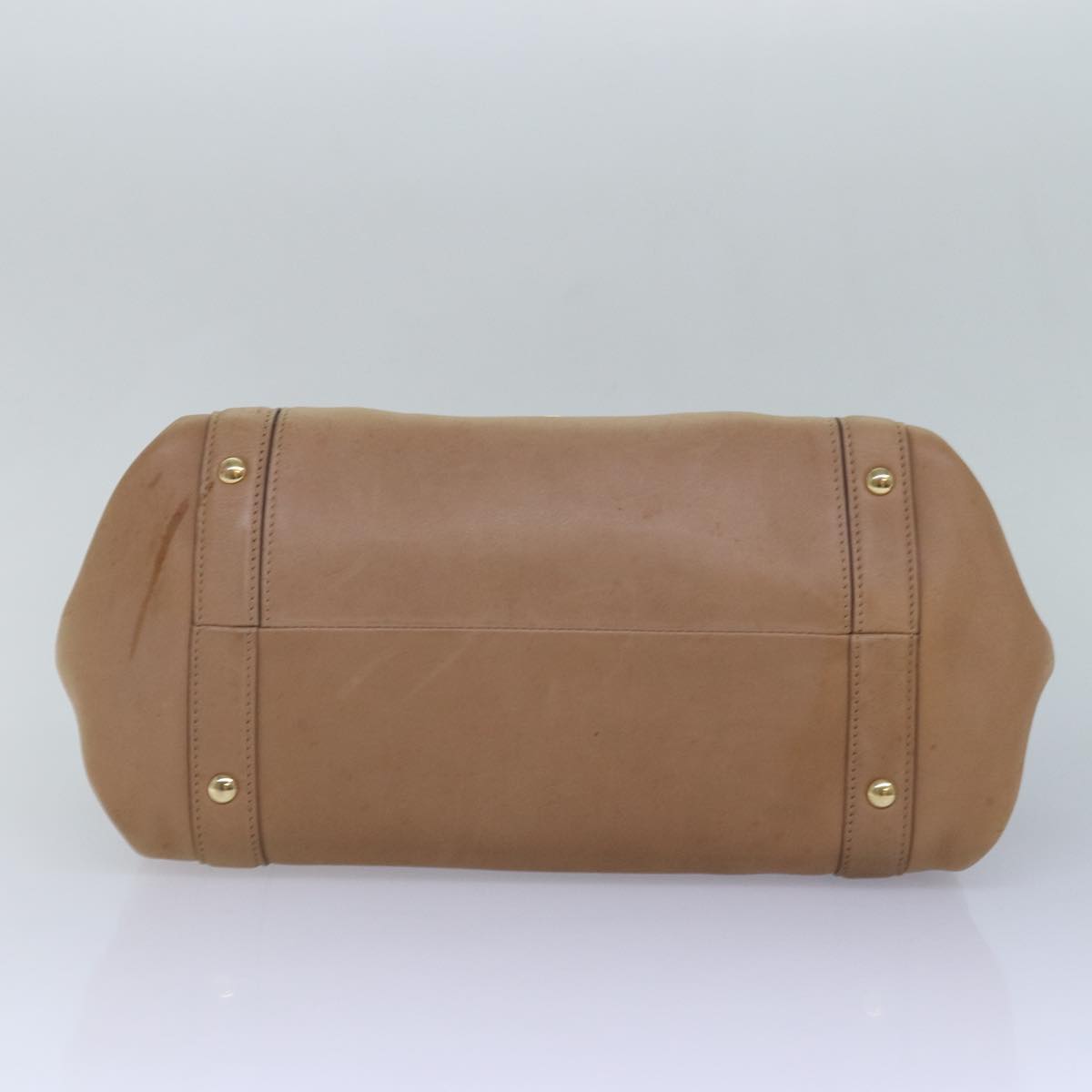 Salvatore Ferragamo Gancini Hand Bag Leather 2way Beige Auth ti1820