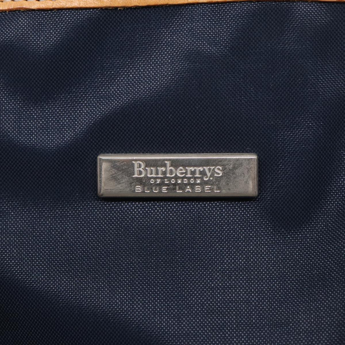 Burberrys Nova Check Blue Label Shoulder Bag Nylon Navy Beige Auth ti1839