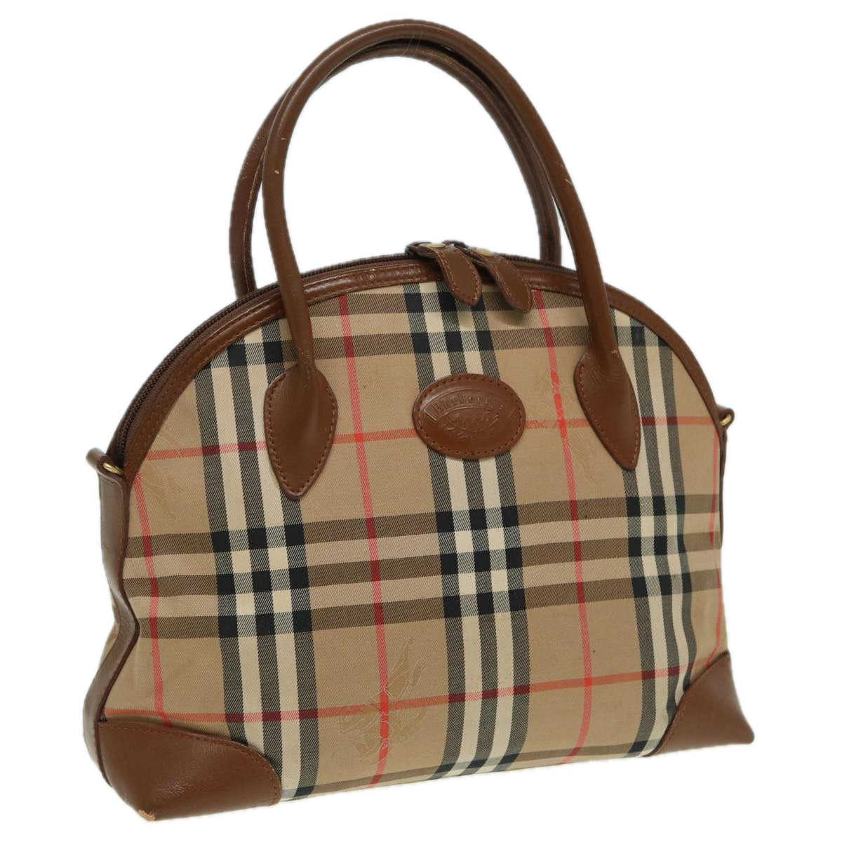 Burberrys Nova Check Hand Bag Canvas Beige Auth ti1856