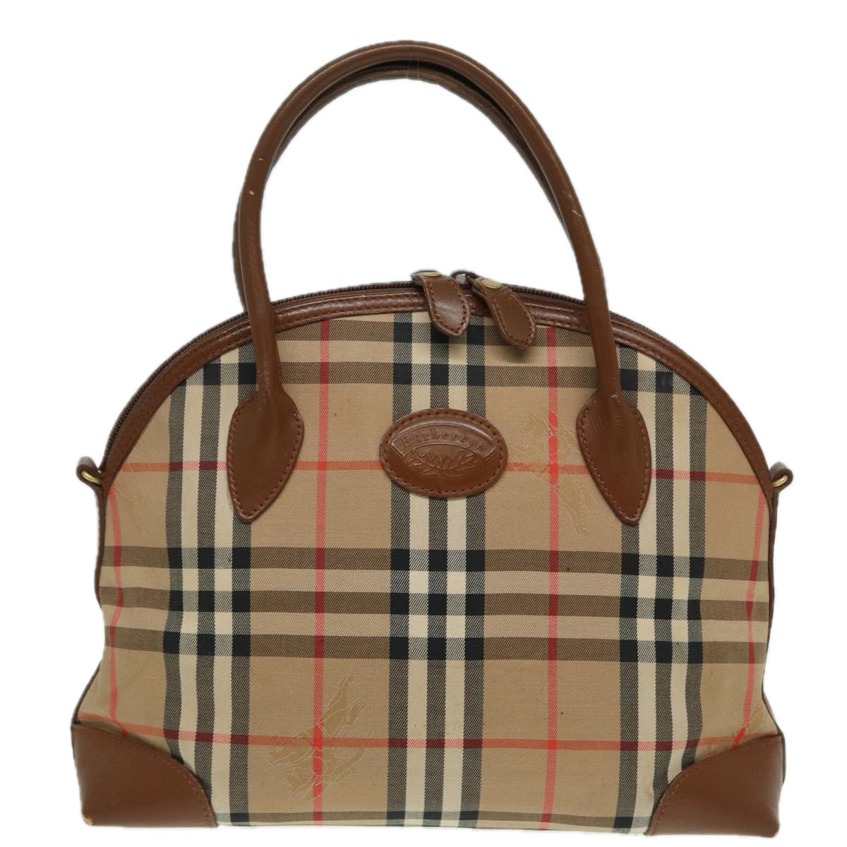 Burberrys Nova Check Hand Bag Canvas Beige Auth ti1856