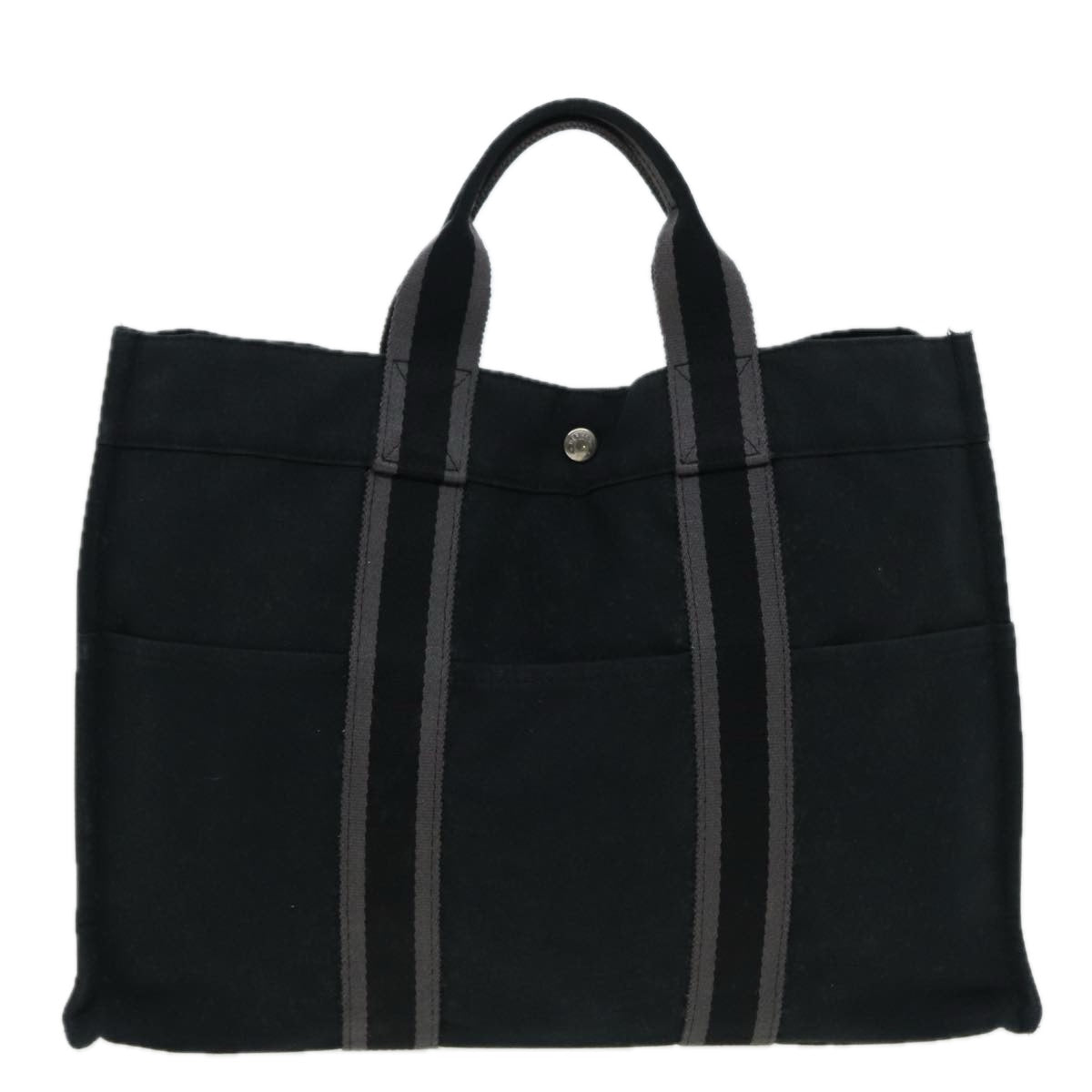 HERMES Fourre Tout MM Tote Bag Canvas Black Auth ti1905