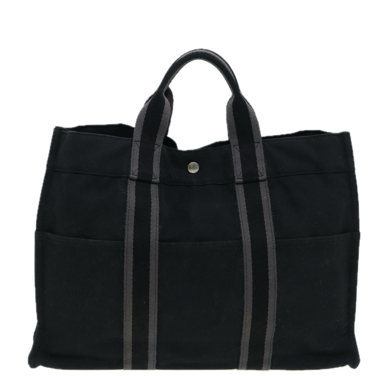 HERMES Fourre Tout MM Tote Bag Canvas Black Auth ti1905