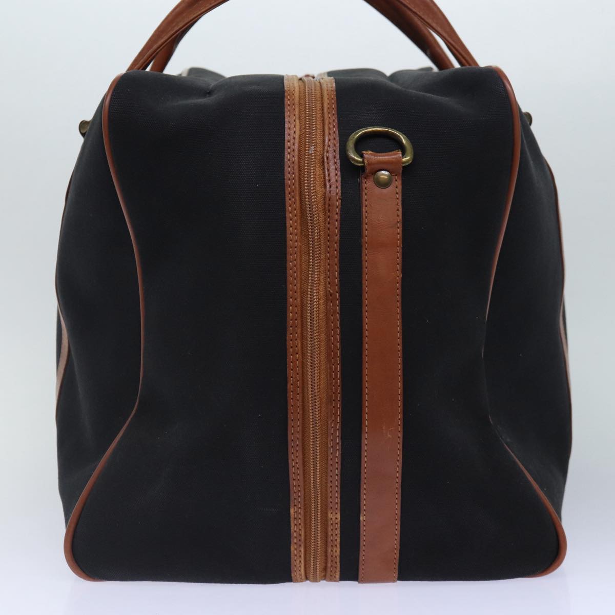 Burberrys Boston Bag Canvas Black Brown Auth ti1981