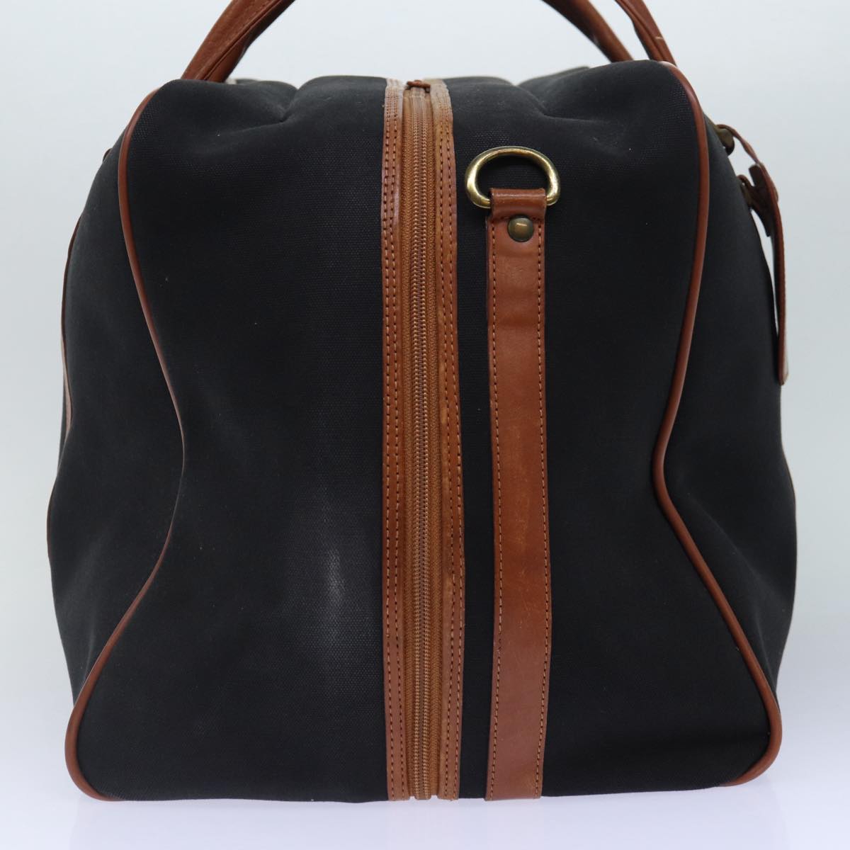 Burberrys Boston Bag Canvas Black Brown Auth ti1981