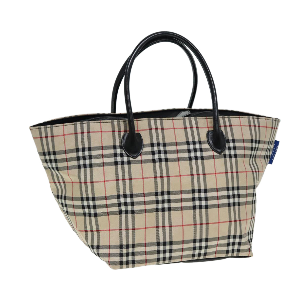 BURBERRY Nova Check Blue Label Tote Bag Canvas Beige Auth ti2001