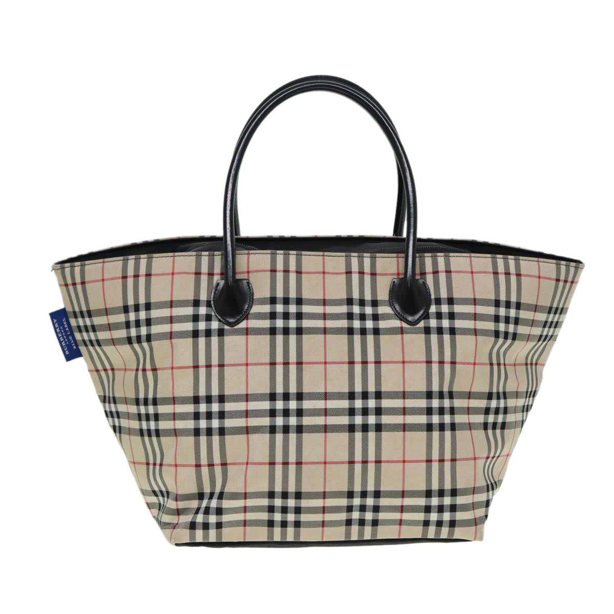 BURBERRY Nova Check Blue Label Tote Bag Canvas Beige Auth ti2001