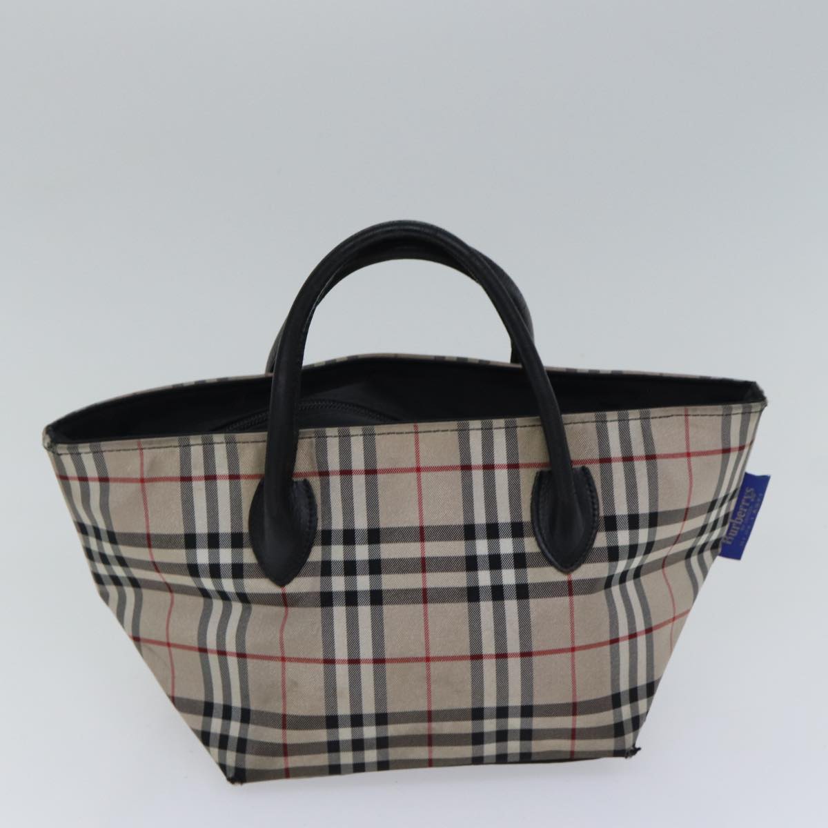 BURBERRY Nova Check Blue Label Hand Bag Nylon 2Set Beige Brown Auth ti2022