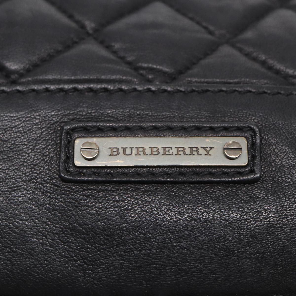 BURBERRY Hand Bag Leather Black Auth ti2051