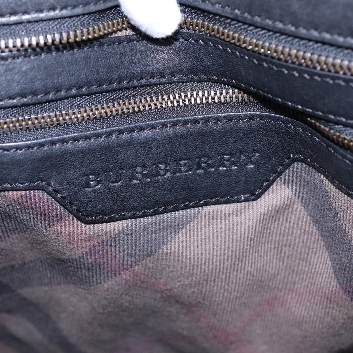 BURBERRY Hand Bag Leather Black Auth ti2051