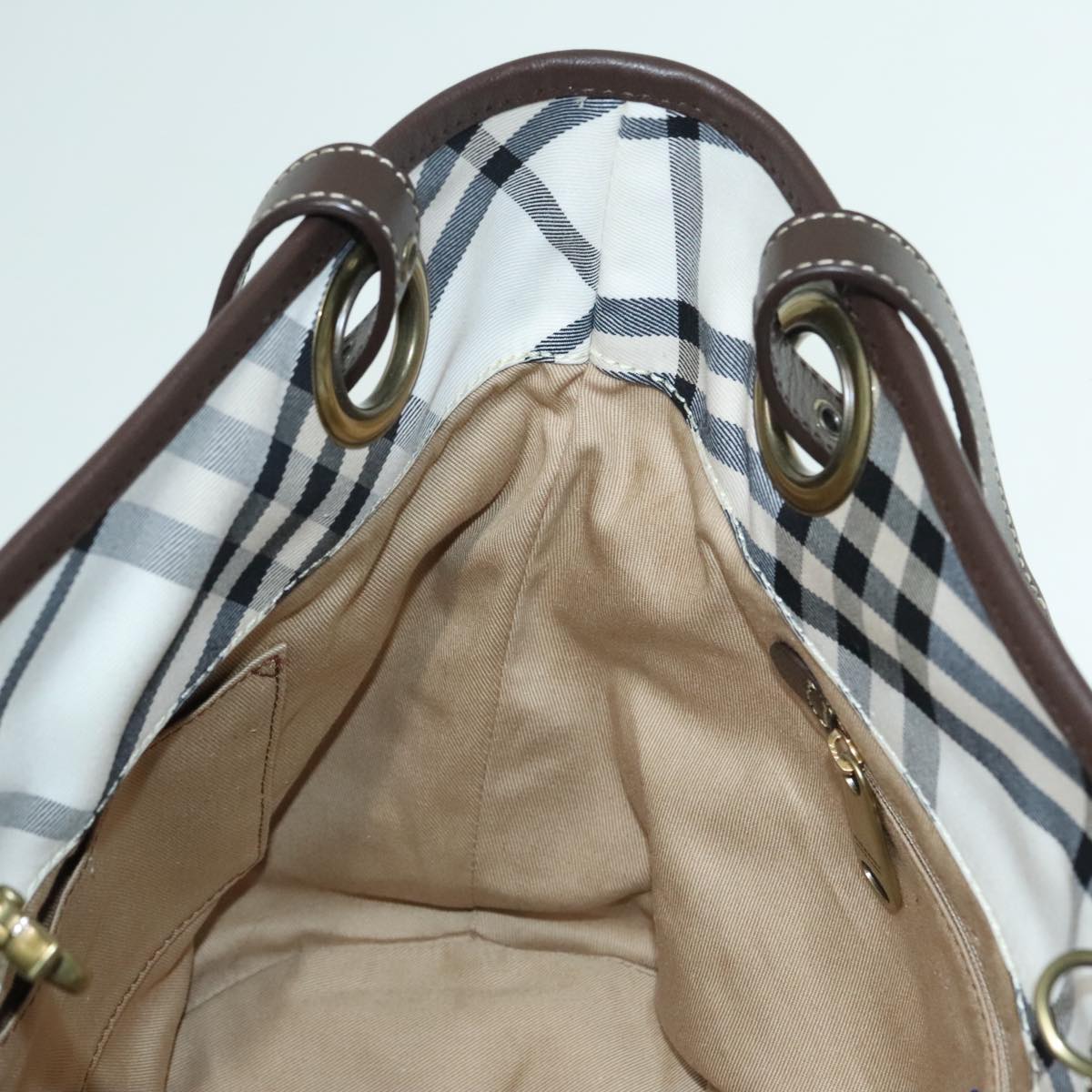 BURBERRY Nova Check Blue Label Tote Bag Canvas Beige Auth ti2067