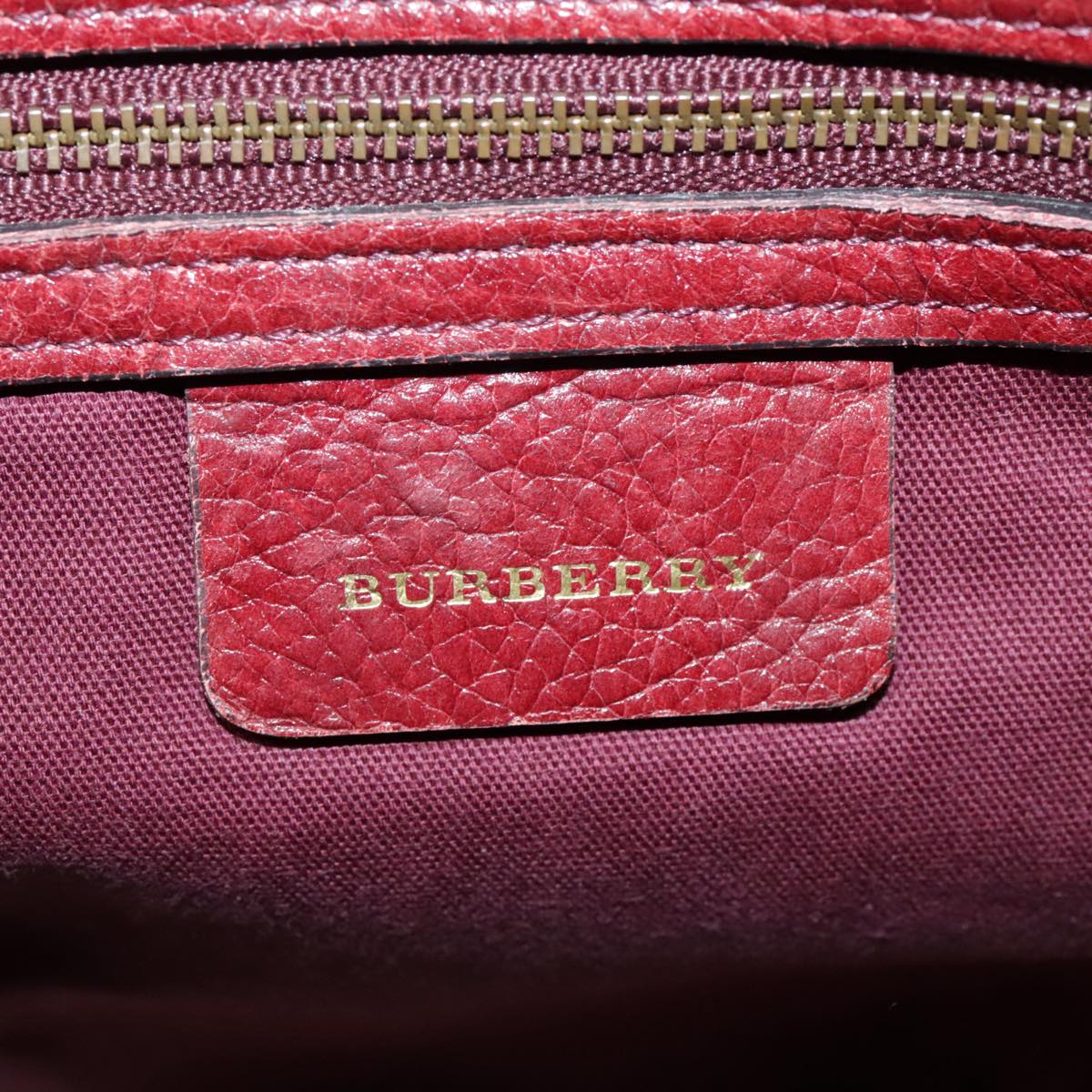 BURBERRY Shoulder Bag Leather Red Auth ti2068