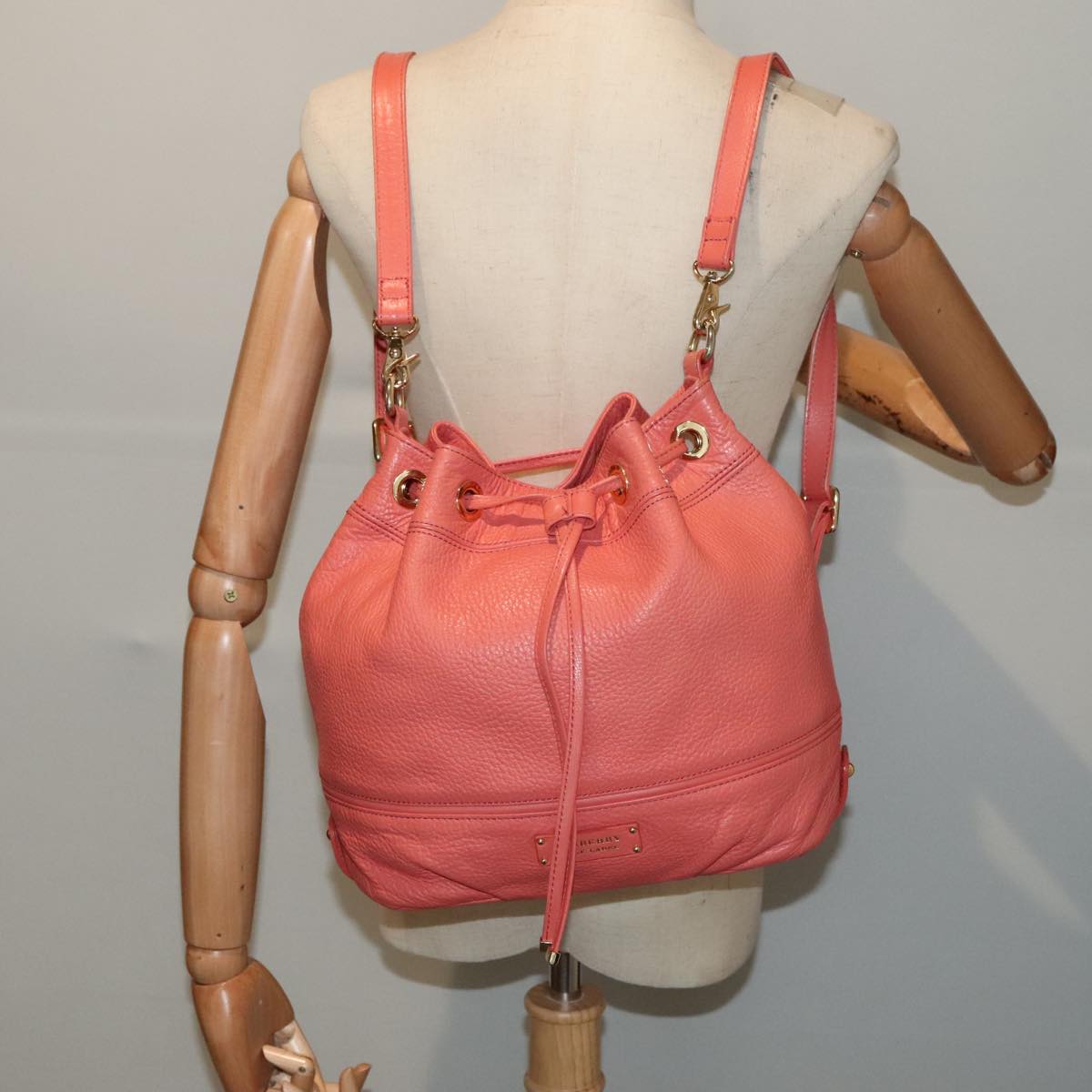 BURBERRY Blue Label Backpack Leather Pink Auth ti2072