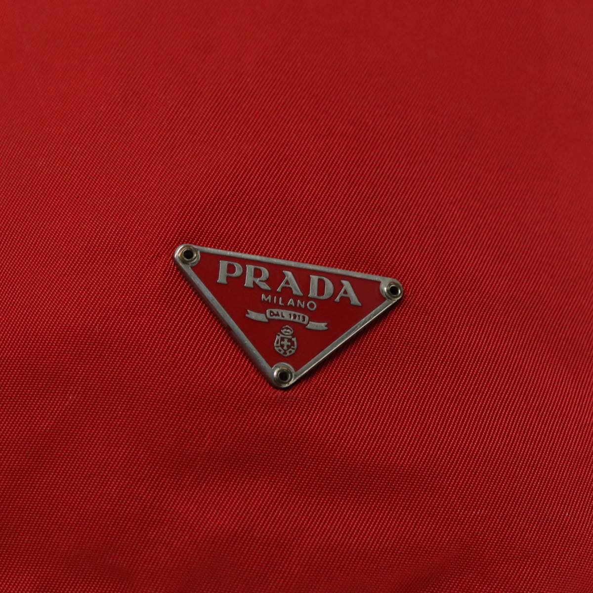 PRADA Pouch Nylon Red Silver Auth ti2074