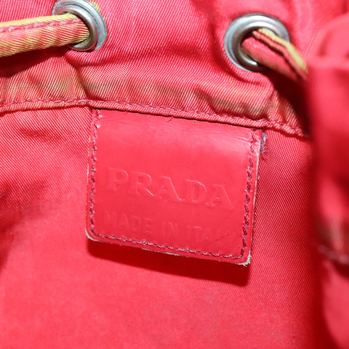 PRADA Pouch Nylon Red Silver Auth ti2074