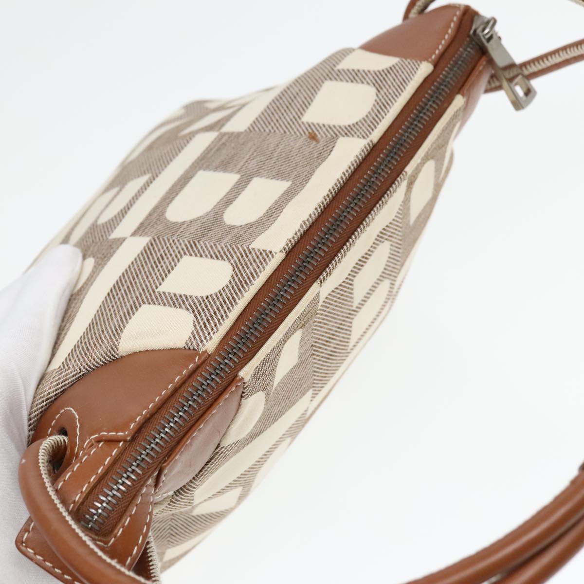 BALLY Shoulder Bag Canvas Beige Silver Auth ti2083