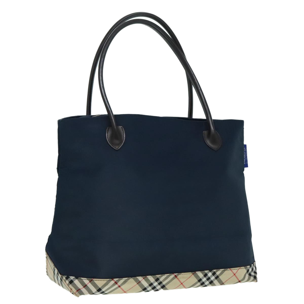 Burberrys Nova Check Blue Label Tote Bag Nylon Navy Beige Auth ti2086