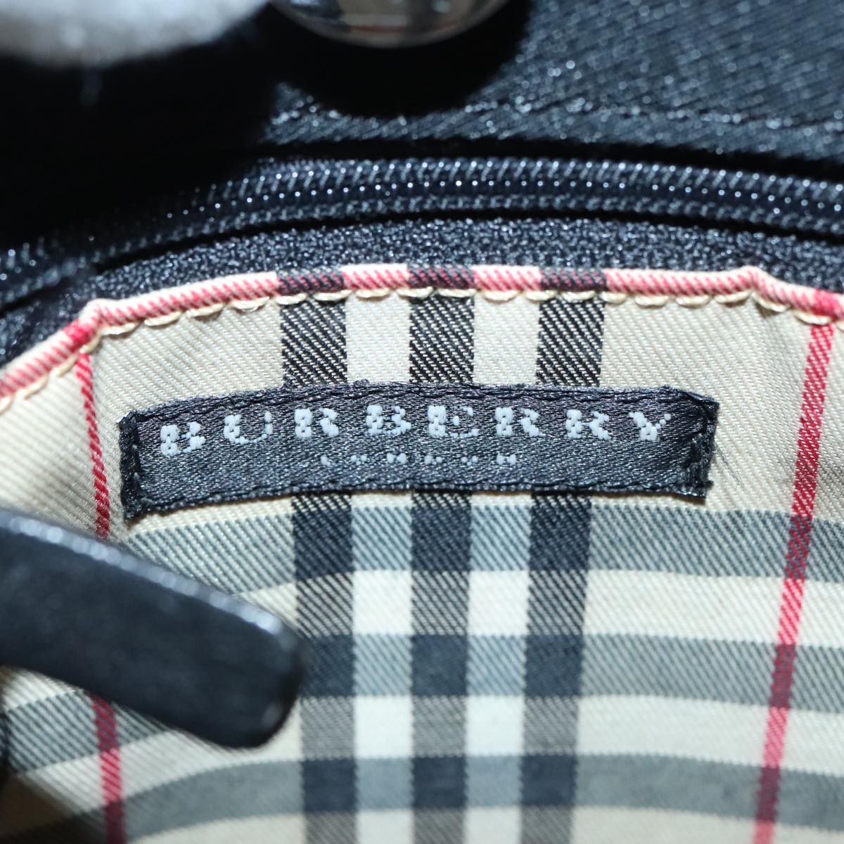 BURBERRY Hand Bag Canvas Black Auth ti2104