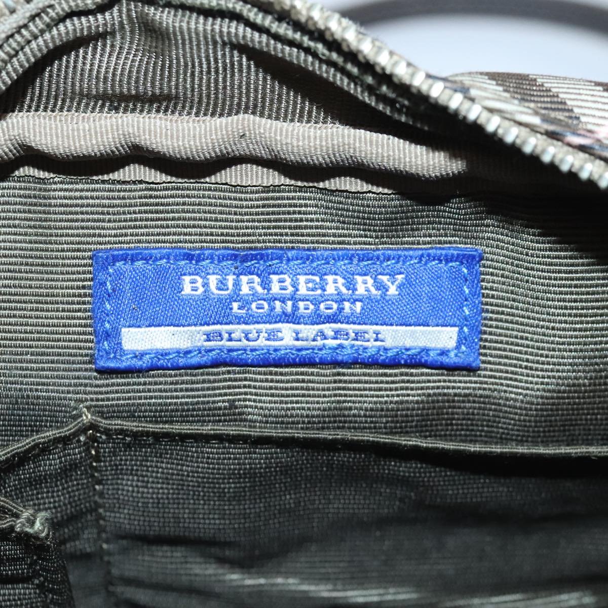 BURBERRY Nova Check Blue Label Shoulder Bag Nylon Brown Auth ti2105