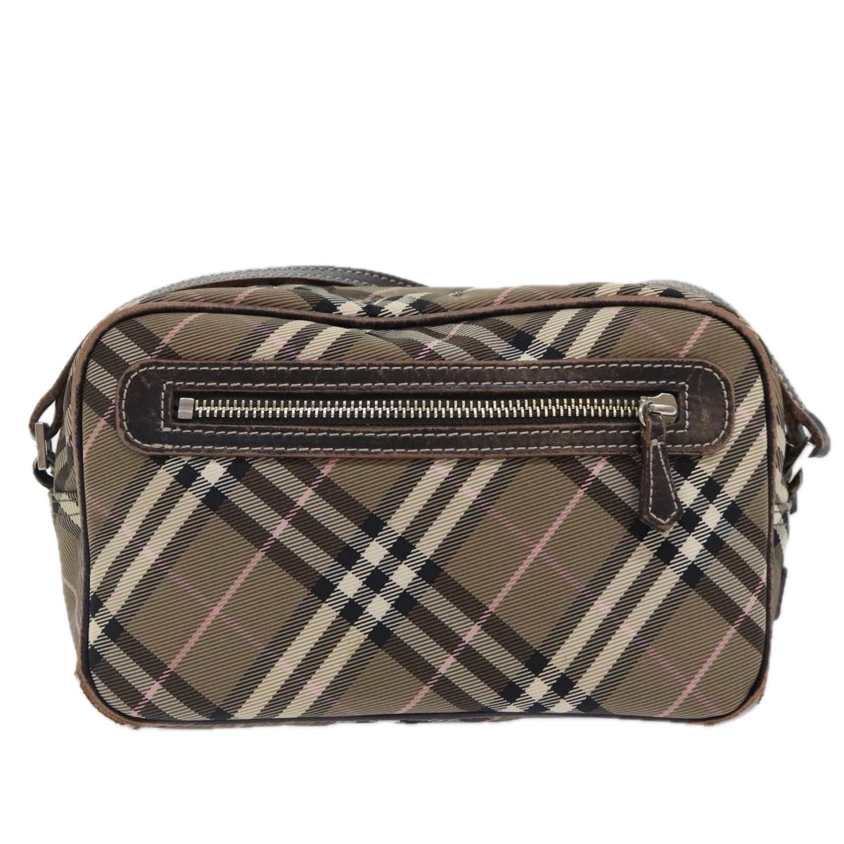 BURBERRY Nova Check Blue Label Shoulder Bag Nylon Brown Auth ti2105