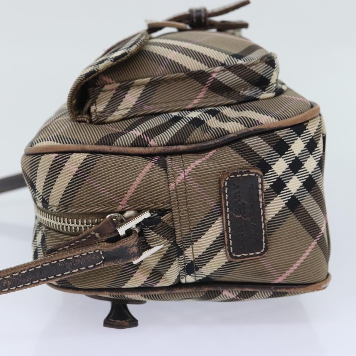 BURBERRY Nova Check Blue Label Shoulder Bag Nylon Brown Auth ti2105