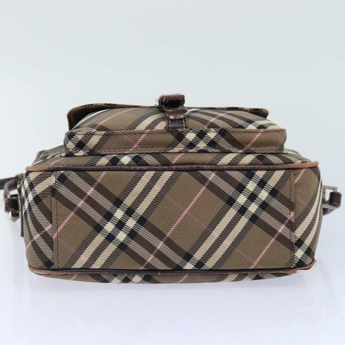 BURBERRY Nova Check Blue Label Shoulder Bag Nylon Brown Auth ti2105