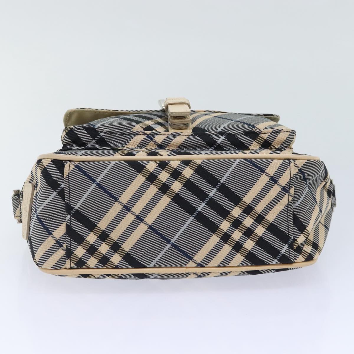 BURBERRY Nova Check Blue Label Shoulder Bag Nylon Beige Blue Auth ti2106