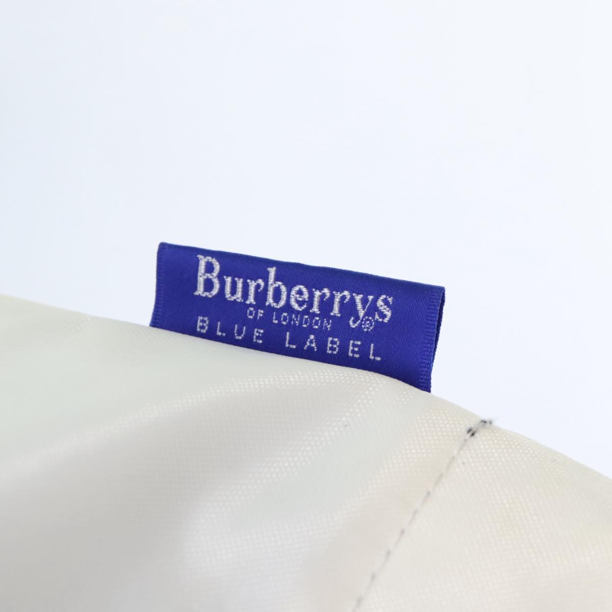 Burberrys Nova Check Blue Label Tote Bag Nylon White Auth ti2107