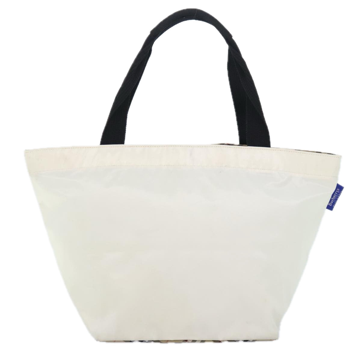 Burberrys Nova Check Blue Label Tote Bag Nylon White Auth ti2107