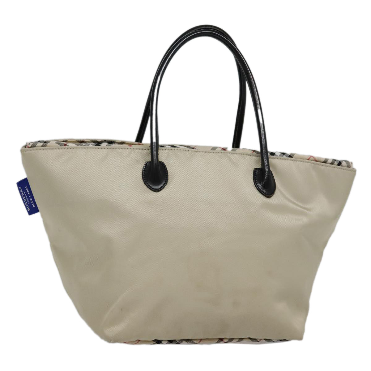 BURBERRY Nova Check Blue Label Tote Bag Nylon Beige Auth ti2108