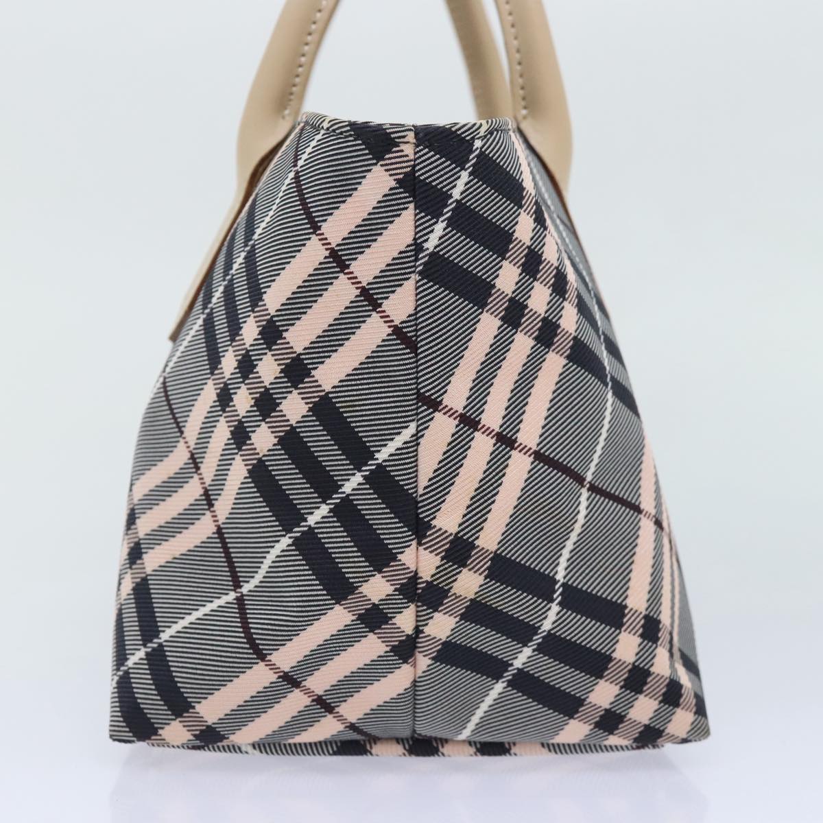 BURBERRY Nova Check Blue Label Hand Bag Nylon Gray Pink Auth ti2109