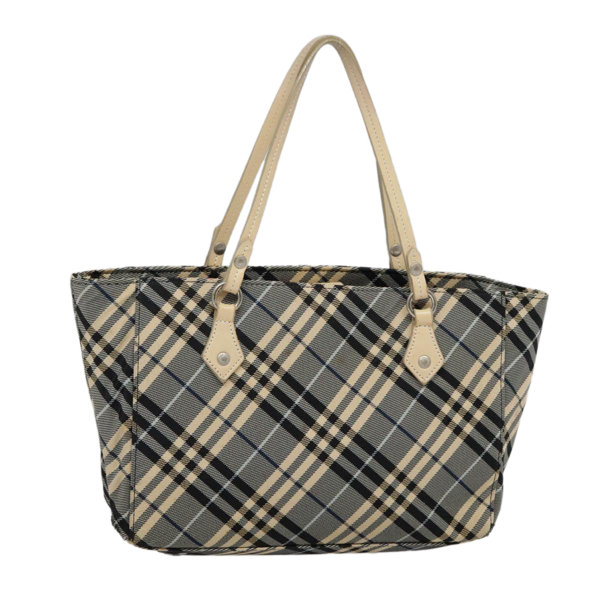 BURBERRY Nova Check Blue Label Tote Bag Nylon Blue Beige Auth ti2110