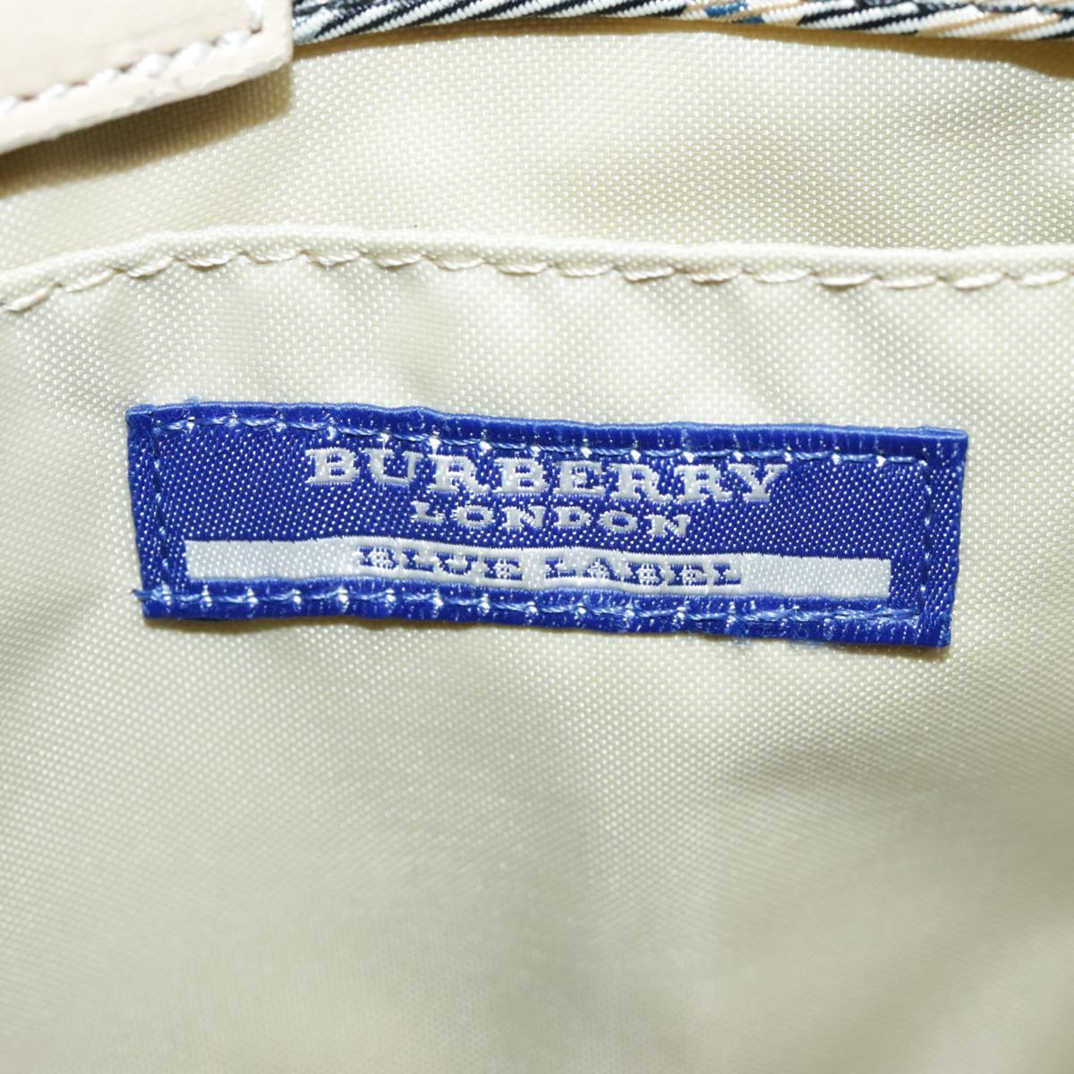 BURBERRY Nova Check Blue Label Tote Bag Nylon Blue Beige Auth ti2110