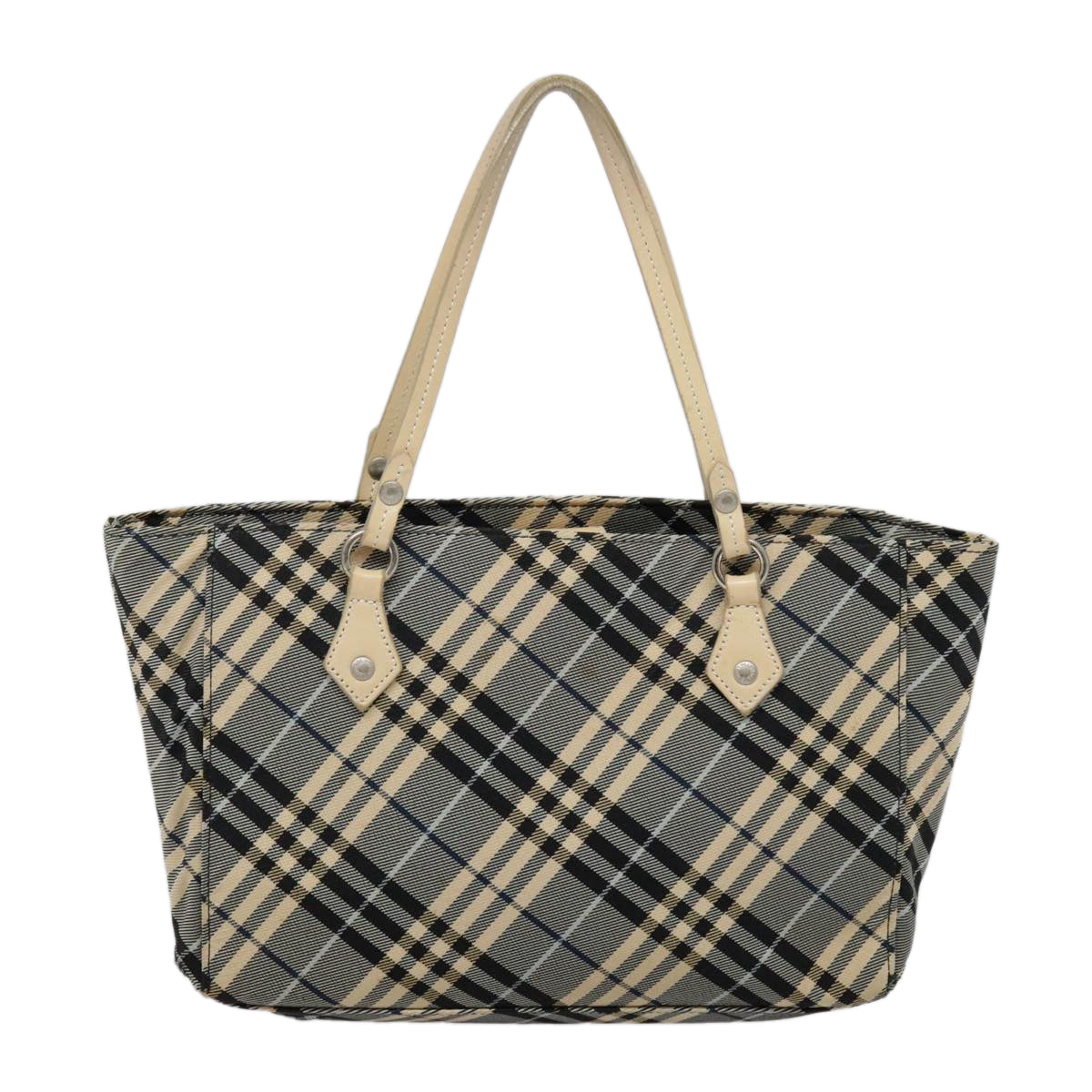 BURBERRY Nova Check Blue Label Tote Bag Nylon Blue Beige Auth ti2110