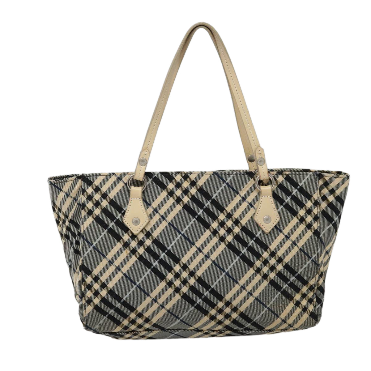 BURBERRY Nova Check Blue Label Tote Bag Nylon Blue Beige Auth ti2110