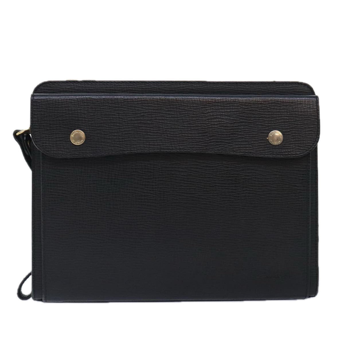 Burberrys Clutch Bag Leather Black Auth ti2112