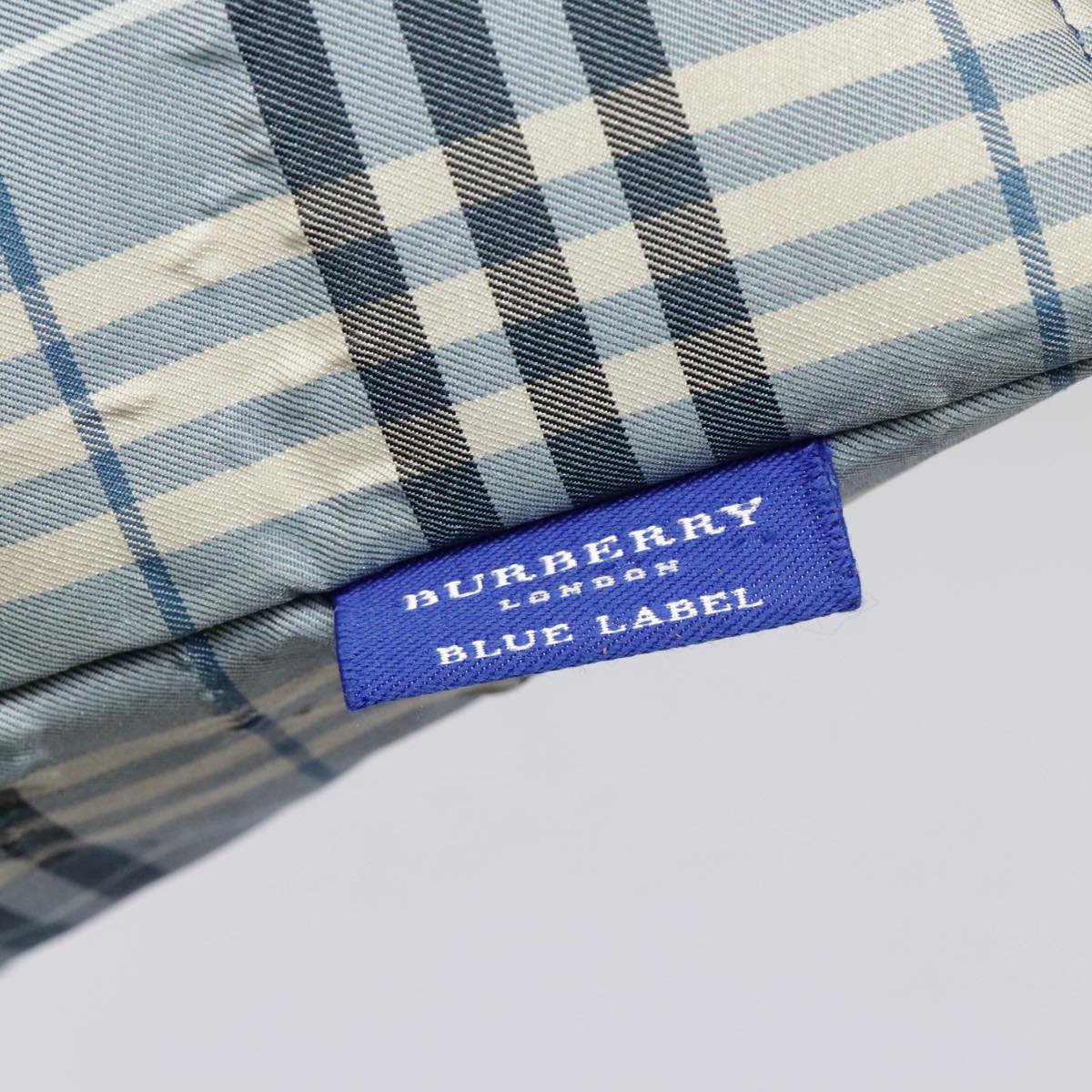 BURBERRY Nova Check Blue Label Tote Bag Nylon Blue Beige Silver Auth ti2113