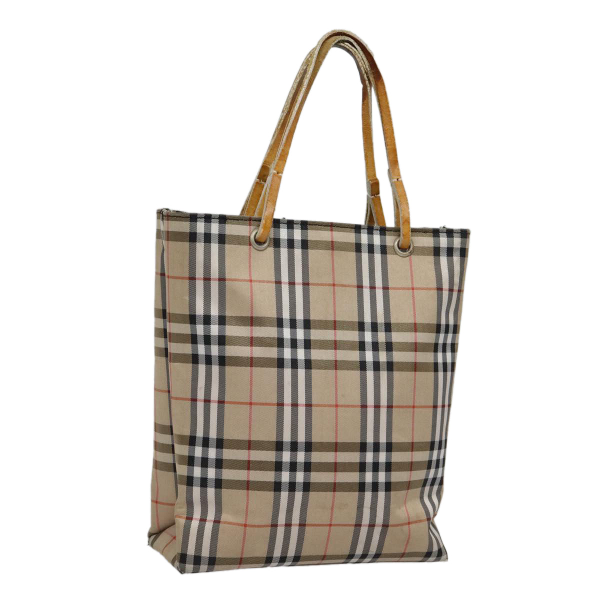 BURBERRY Nova Check Hand Bag Canvas Beige Auth ti2118