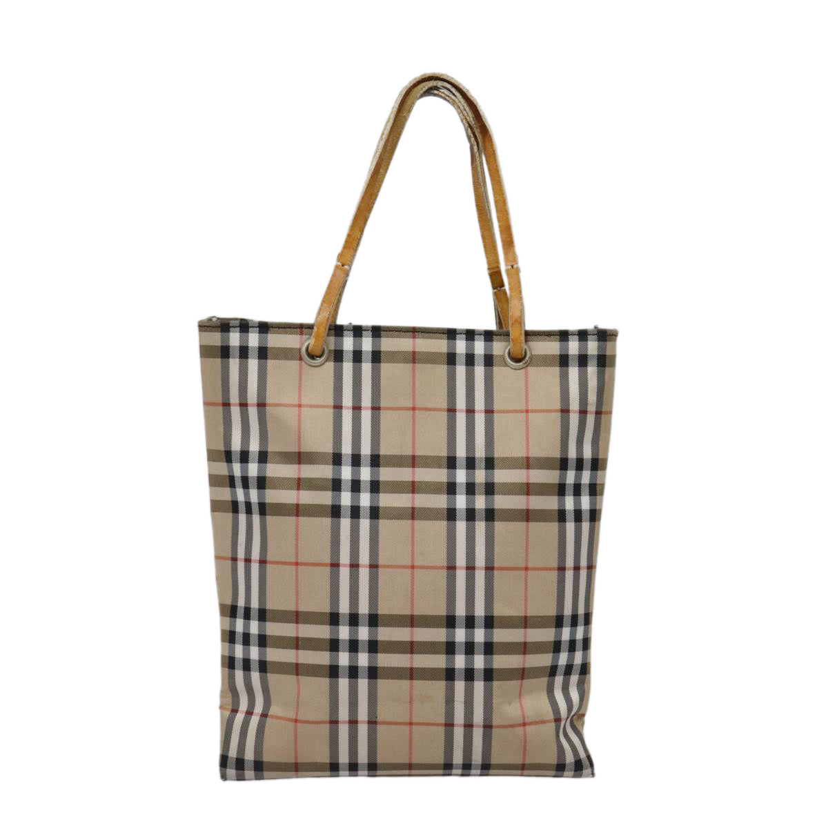 BURBERRY Nova Check Hand Bag Canvas Beige Auth ti2118