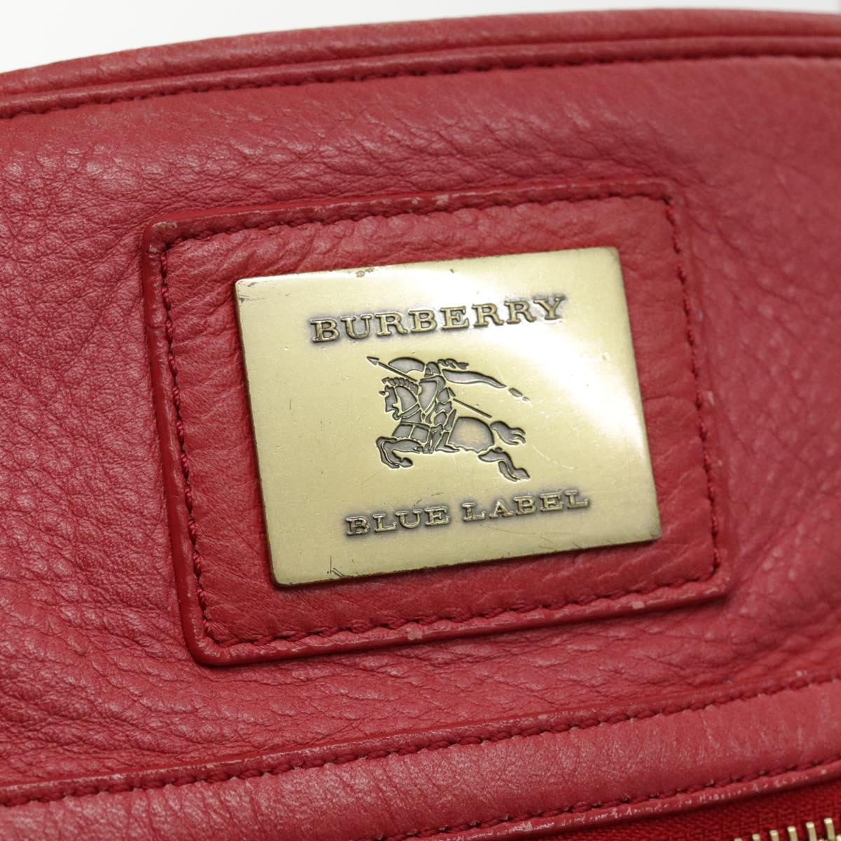 BURBERRY Blue Label Shoulder Bag Leather Red Gold Auth ti2144