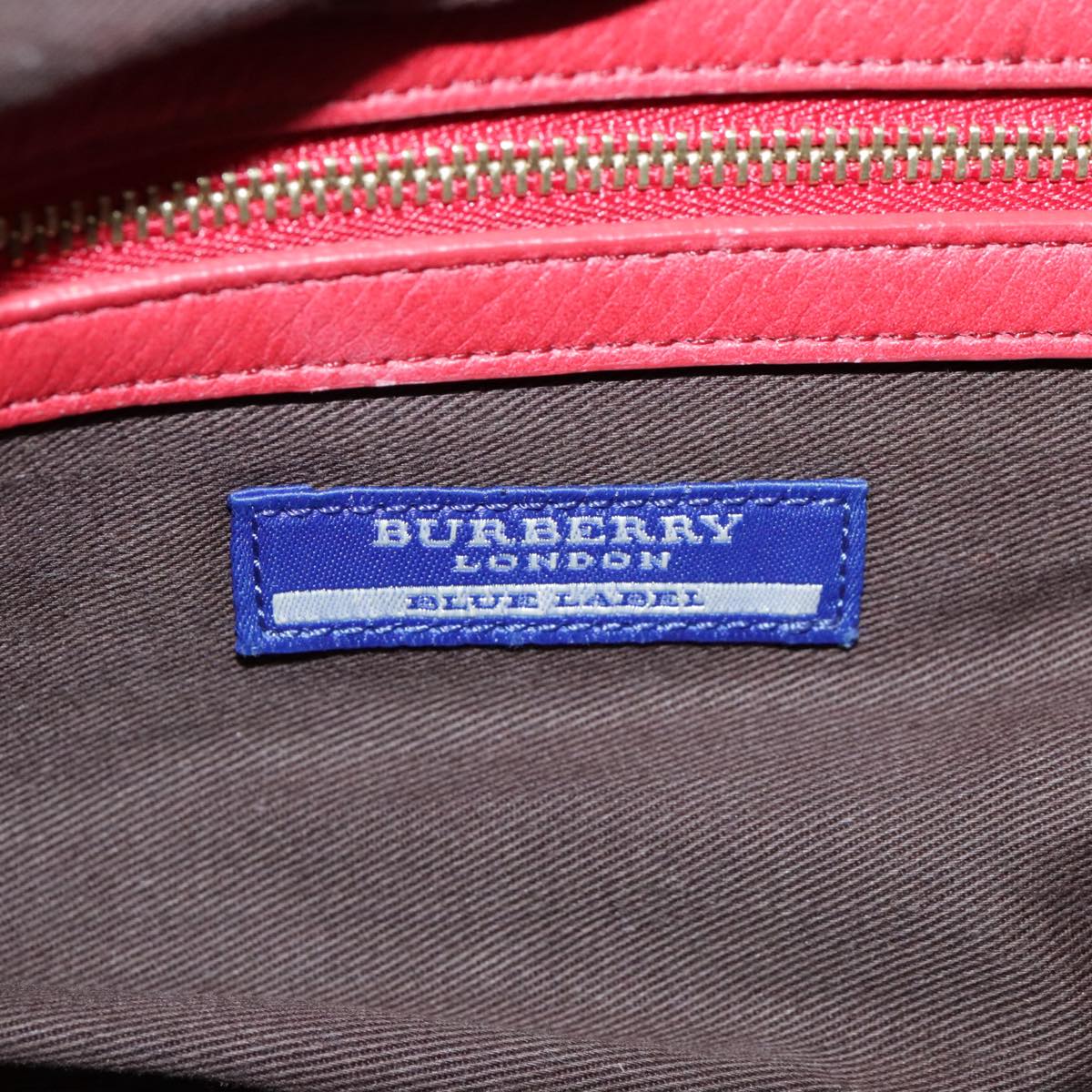 BURBERRY Blue Label Shoulder Bag Leather Red Gold Auth ti2144