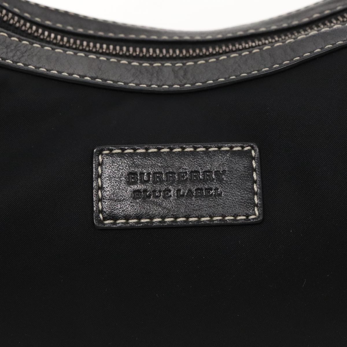 BURBERRY Blue Label Shoulder Bag Nylon Leather Black Silver Auth ti2163