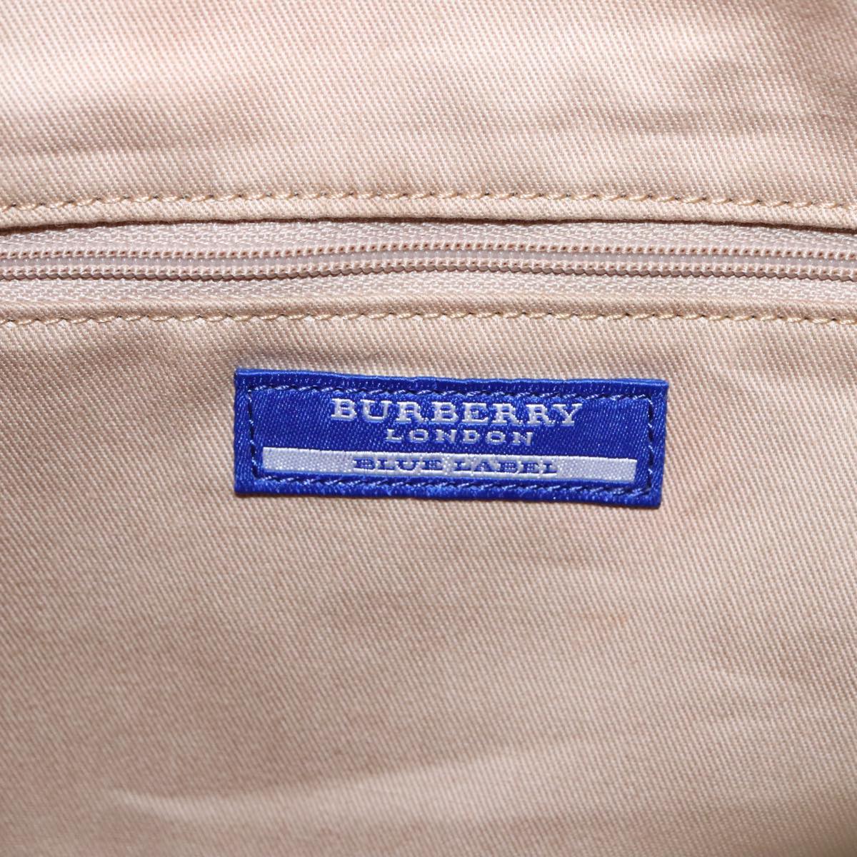 BURBERRY Blue Label Tote Bag Nylon Leather Beige Brown Gold Auth ti2170