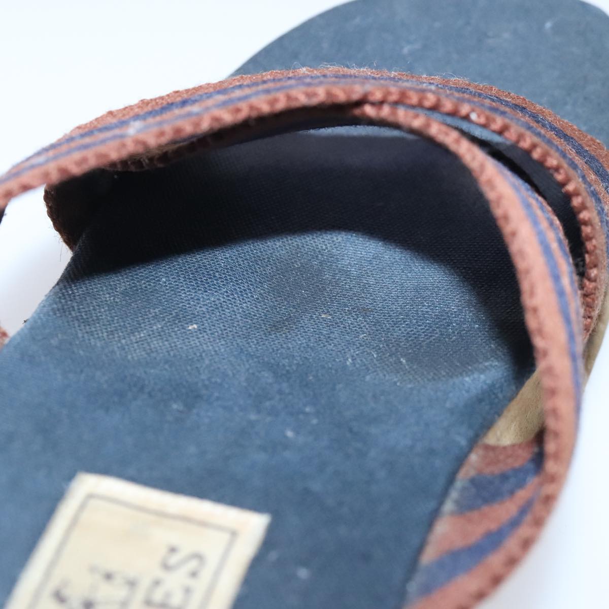 HERMES Sandals Canvas Navy Brown Auth ti2173