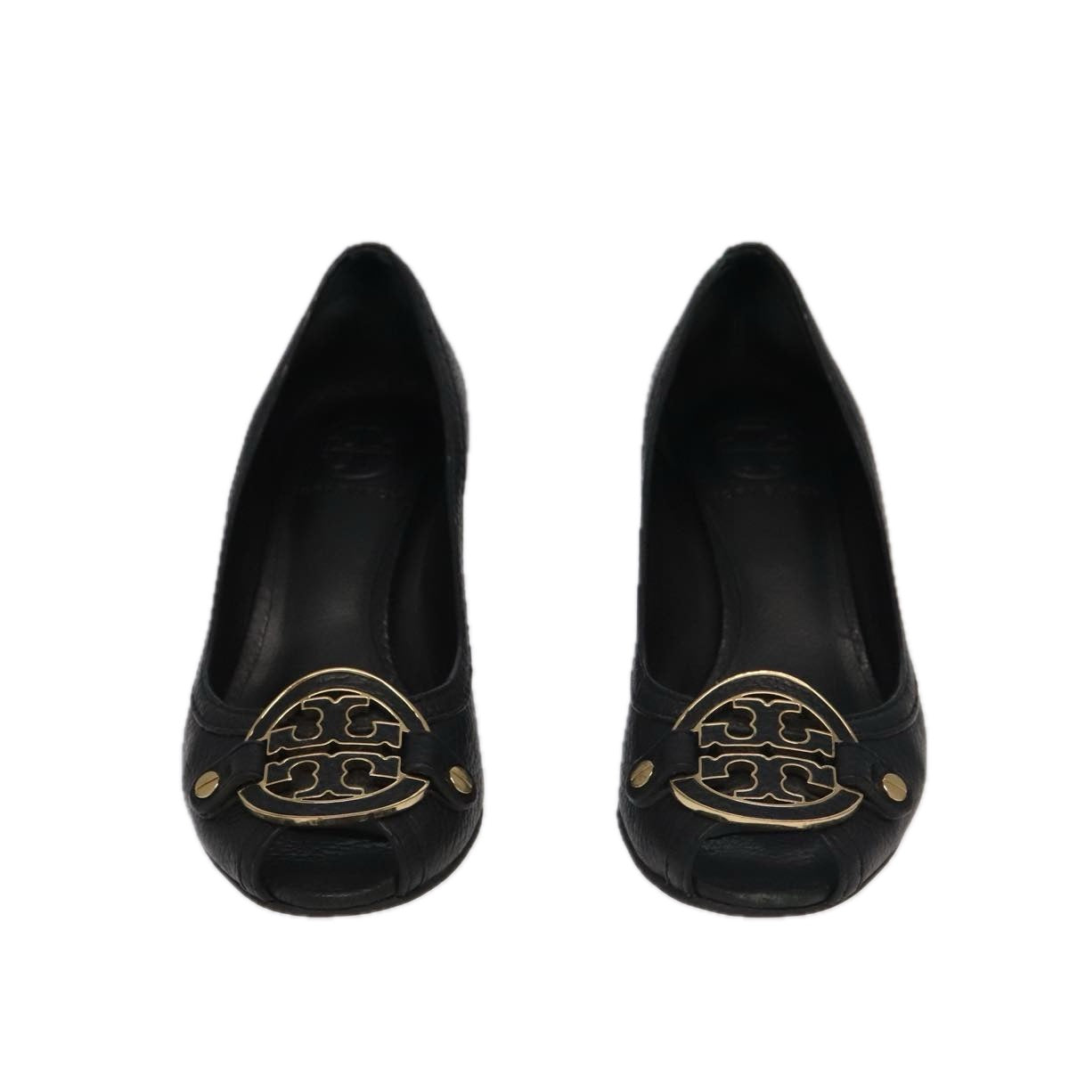 TORY BURCH Pumps Leather 2Set Black Auth ti2175